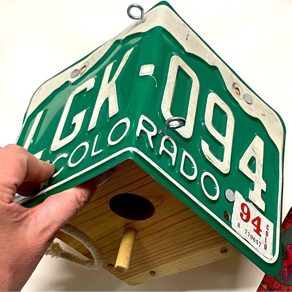 Colorado license plate bird house
